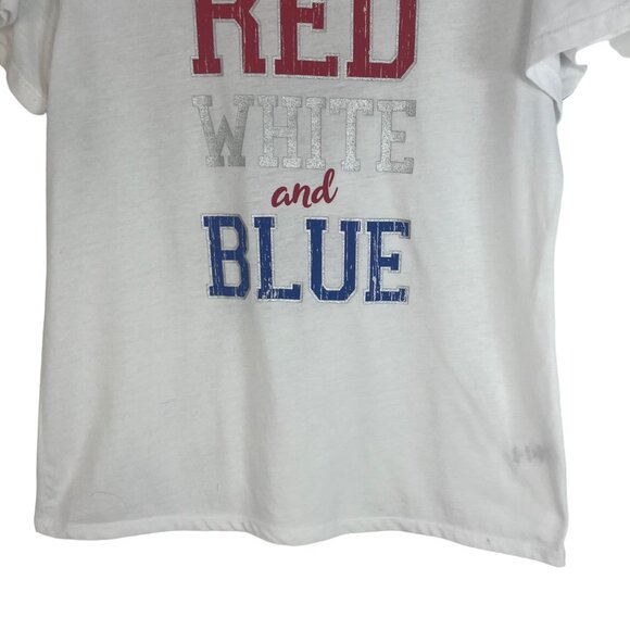 Celebrate Patriotic Graphic Tshirt Womens Large Red White Blue - Picture 4 of 8